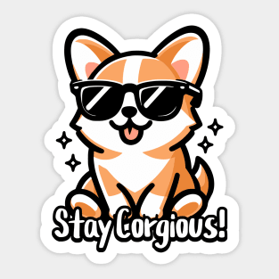 Stay Corgious! Cute Corgi Pun Sticker